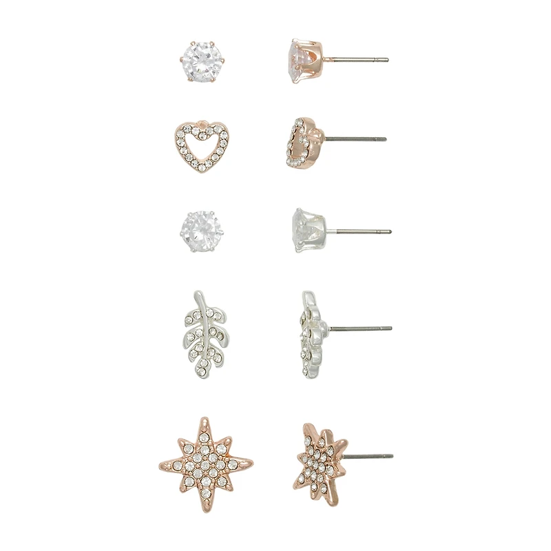 Mixit Womens 5 Pair Earring Set