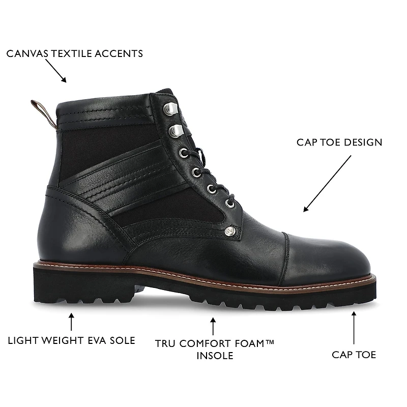 Thomas And Vine Mens Feron Flat Heel Lace Up Boots