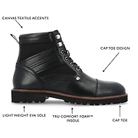 Thomas And Vine Mens Feron Flat Heel Lace Up Boots