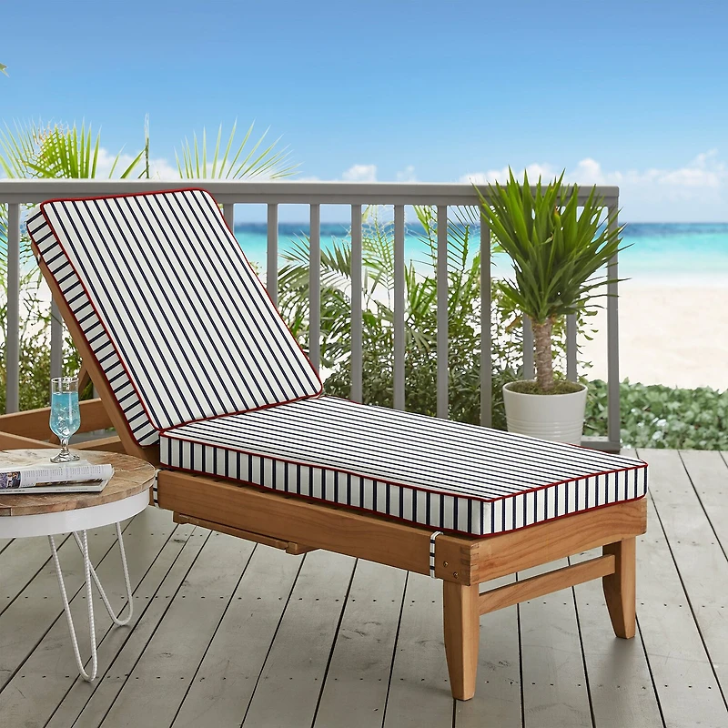 Mozaic Company Sunbrella Lido Indigo Hinge Cushion Corded