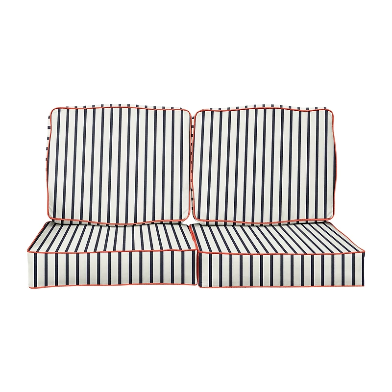Mozaic Company Deep Seating Loveseat Cushion Set,Corded Patio Seat Cushion - Lido Indigo