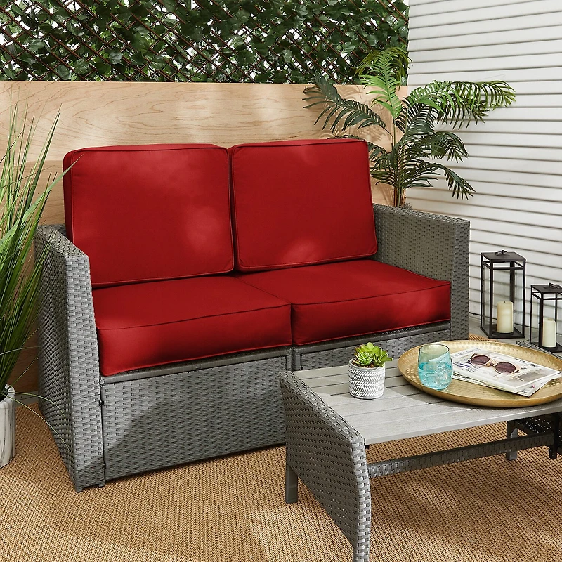 Mozaic Company Deep Seating Loveseat Cushion Set,Corded Patio Seat Cushion - Crimson