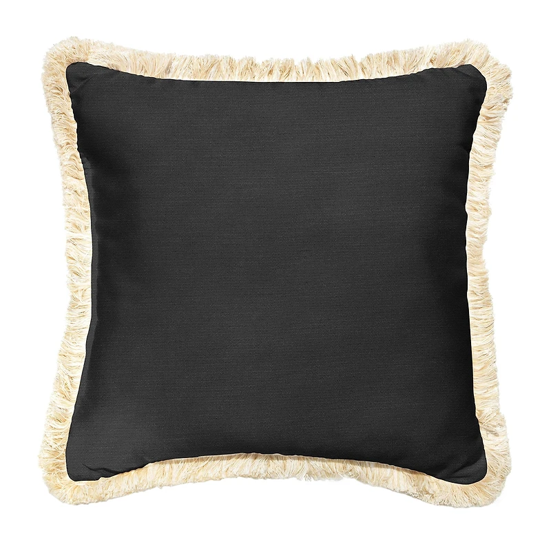 Mozaic Company 18'' Fringe Outdoor Pillow - Canvas Black