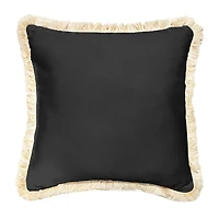 Mozaic Company 18'' Fringe Outdoor Pillow - Canvas Black
