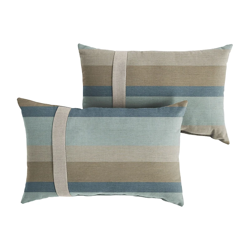 Mozaic Company Lumbar Single Large Flange (Set Of 2) Rectangular Outdoor Pillow - Gateway Mist