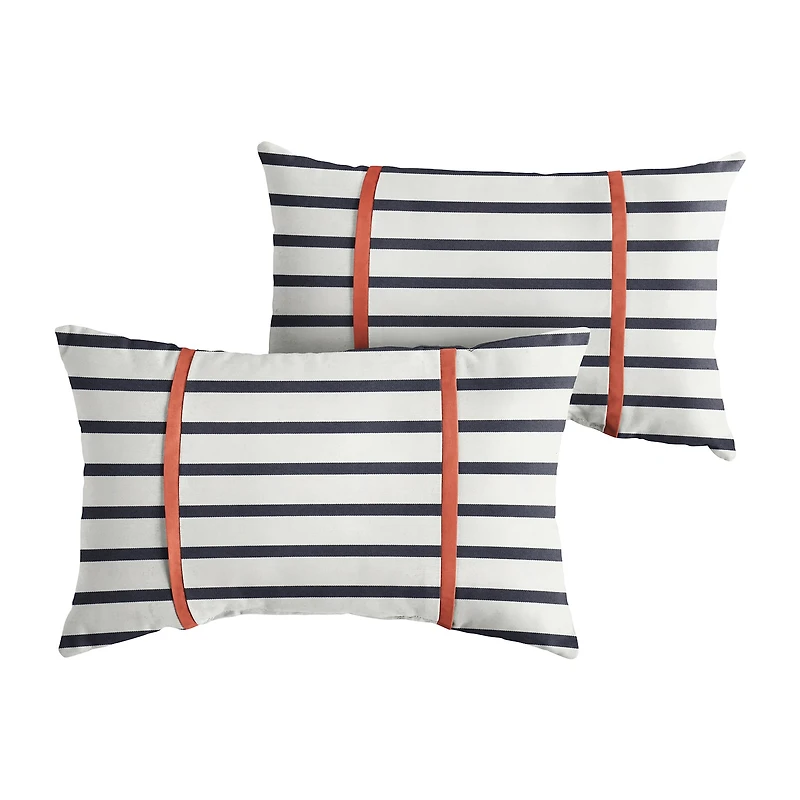 Mozaic Company Lumbar W/Double Flange (Set Of 2) Rectangular Outdoor Pillow - Lido Indigo