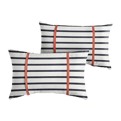 Mozaic Company Lumbar W/Double Flange (Set Of 2) Rectangular Outdoor Pillow - Lido Indigo