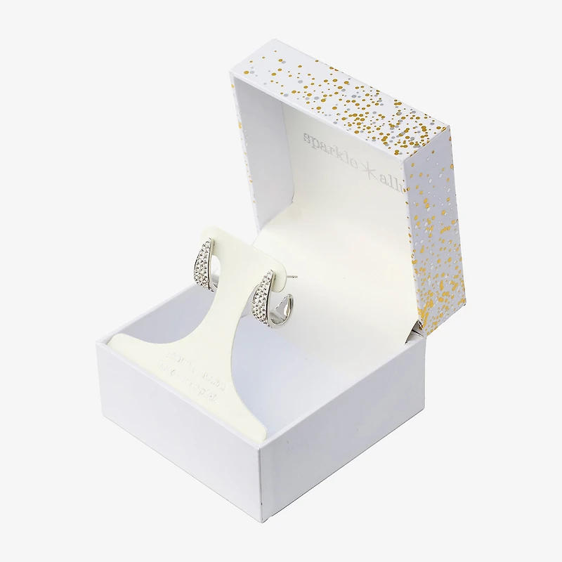 Sparkle Allure J Womens Crystal 19.3mm Hoop Earrings