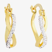 Sparkle Allure Twist Womens Crystal 24K Gold Over Brass 22.3mm Hoop Earrings