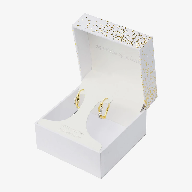 Sparkle Allure Twist Womens Crystal 24K Gold Over Brass 22.3mm Hoop Earrings