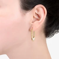 Silver Reflections Textured Womens 14K Gold Over Brass 29.4mm Square Hoop Earrings