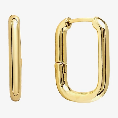 Silver Reflections Womens 14K Gold Over Brass 24.3mm Rectangular Hoop Earrings