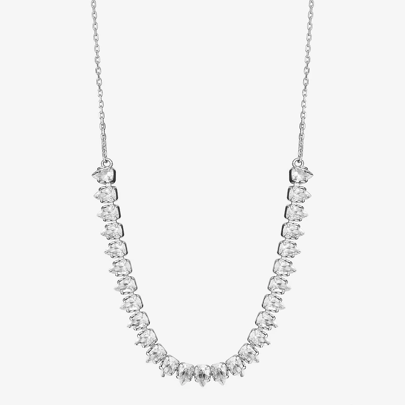 Silver Reflections Frontal Womens Cubic Zirconia Pure Silver Over Brass 16 Inch Tennis Necklace