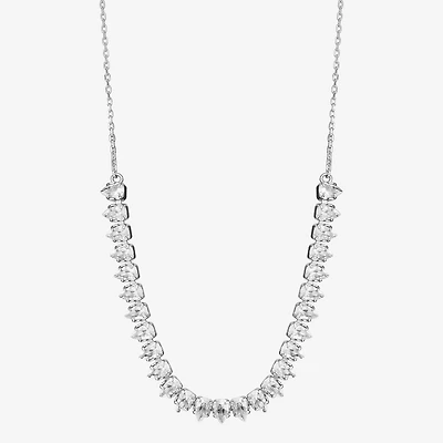 Silver Reflections Frontal Womens Cubic Zirconia Pure Silver Over Brass 16 Inch Tennis Necklace