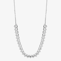 Silver Reflections Frontal Womens Cubic Zirconia Pure Silver Over Brass 16 Inch Tennis Necklace