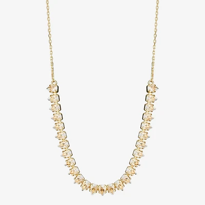 Silver Reflections Frontal Womens Cubic Zirconia 14K Gold Over Brass 16 Inch Tennis Necklace