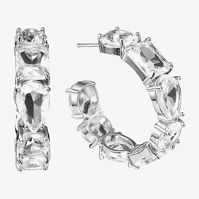 Sparkle Allure Womens Crystal 33.7mm Hoop Earrings