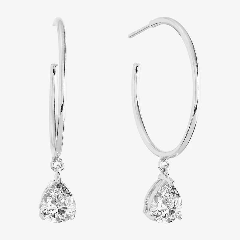 Sparkle Allure Charm Drop Womens Crystal 41.9mm Hoop Earrings