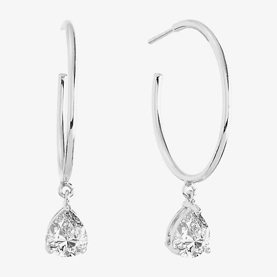 Sparkle Allure Charm Drop Womens Crystal 41.9mm Hoop Earrings