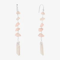 Sparkle Allure Womens Pink Quartz Pure Silver Over Brass Drop Earrings