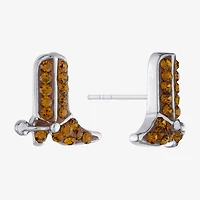 Silver Treasures Cowboy Boot Brown Crystal Sterling Silver 9.9mm Stud Earrings