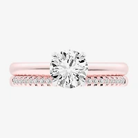 (G / Vs2-Si1) Womens 1 1/4 CT. T.W. Lab Grown White Diamond 14K Gold Round Solitaire Bridal Set
