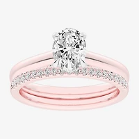 (G / Vs2-Si1) Womens 1 1/4 CT. T.W. Lab Grown White Diamond 14K Gold Oval Solitaire Bridal Set