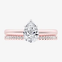 (G / Vs2-Si1) Womens 1 1/4 CT. T.W. Lab Grown White Diamond 14K Gold Pear Solitaire Bridal Set