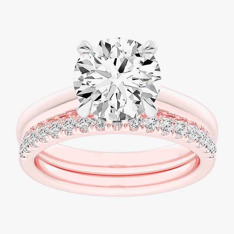 (G-H / Vs2-Si1) Womens 3 1/2 CT. T.W Lab Grown White Diamond 14K Gold Round Solitaire Bridal Set