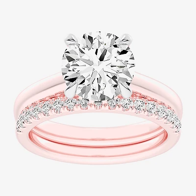 (G-H / Vs2-Si1) Womens 3 1/2 CT. T.W Lab Grown White Diamond 14K Gold Round Solitaire Bridal Set