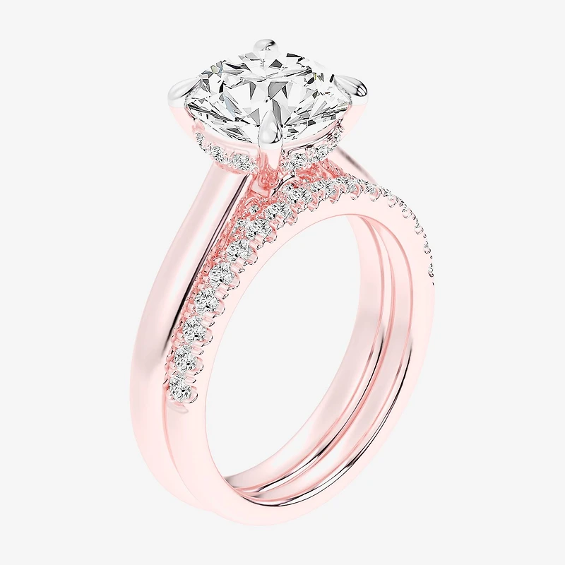 (G-H / Vs2-Si1) Womens 3 1/2 CT. T.W Lab Grown White Diamond 14K Gold Round Solitaire Bridal Set