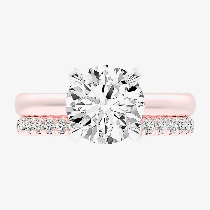 (G-H / Vs2-Si1) Womens 3 1/2 CT. T.W Lab Grown White Diamond 14K Gold Round Solitaire Bridal Set