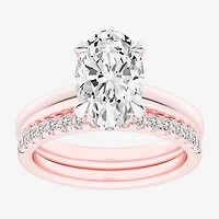 (G-H / Vs2-Si1) Womens 3 1/2 CT. T.W Lab Grown White Diamond 14K Gold Oval Solitaire Bridal Set