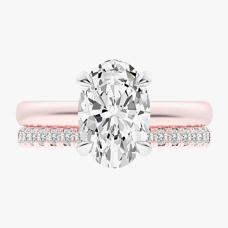 (G-H / Vs2-Si1) Womens 3 1/2 CT. T.W Lab Grown White Diamond 14K Gold Oval Solitaire Bridal Set