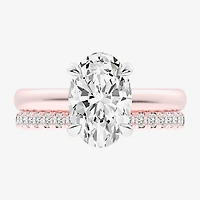 (G-H / Vs2-Si1) Womens 3 1/2 CT. T.W Lab Grown White Diamond 14K Gold Oval Solitaire Bridal Set