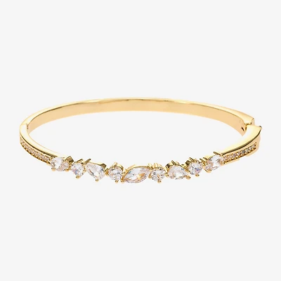 Sparkle Allure Womens Cubic Zirconia 14K Gold Over Brass Pear Round Bangle Bracelet