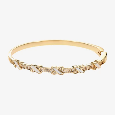 Sparkle Allure Womens Cubic Zirconia 14K Gold Over Brass Round Bangle Bracelet