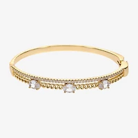 Sparkle Allure Womens Cubic Zirconia 14K Gold Over Brass Oval Round Bangle Bracelet