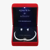 Sparkle Allure Light Up Box Womens Cubic Zirconia Pure Silver Over Brass Round 2-pc. Jewelry Set