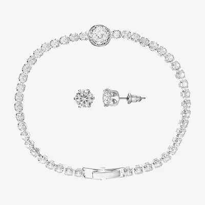 Sparkle Allure Light Up Box Womens Cubic Zirconia Pure Silver Over Brass Round 2-pc. Jewelry Set