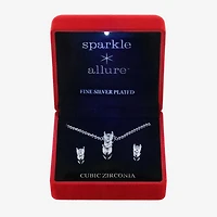 Sparkle Allure Light Up Box Womens Cubic Zirconia Pure Silver Over Brass Heart 2-pc. Jewelry Set