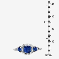 Womens Gemstone & 1/10 CT. T.W. Natural Diamond 10K Gold Round 3-Stone Cocktail Ring