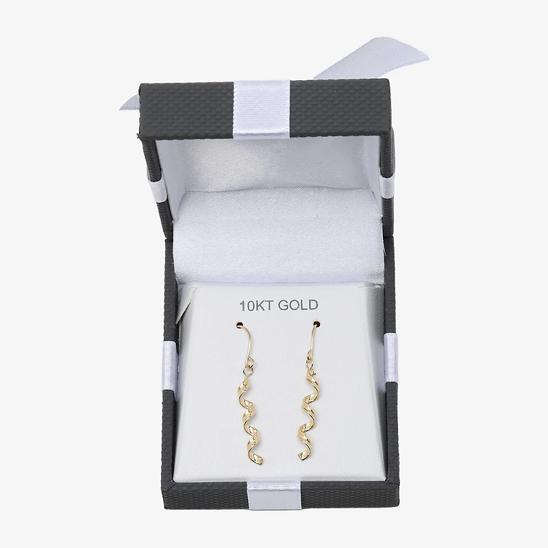 Twist Dangle Womens 10K Gold Drop Earrings