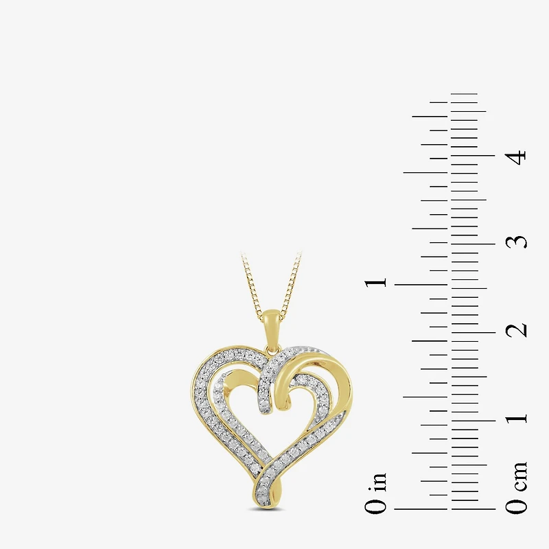 Womens 1/2 CT. T.W. Lab Grown White Diamond 14K Gold Over Silver Sterling Silver Heart 18 Inch Pendant Necklace