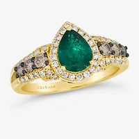 Le Vian® Grand Sample Sale™ Ring featuring 7/8 CT. Emerald 1/3 CT. Chocolate Diamonds® 3/8 CT. Nude Diamonds™ set in 14K Honey Gold™