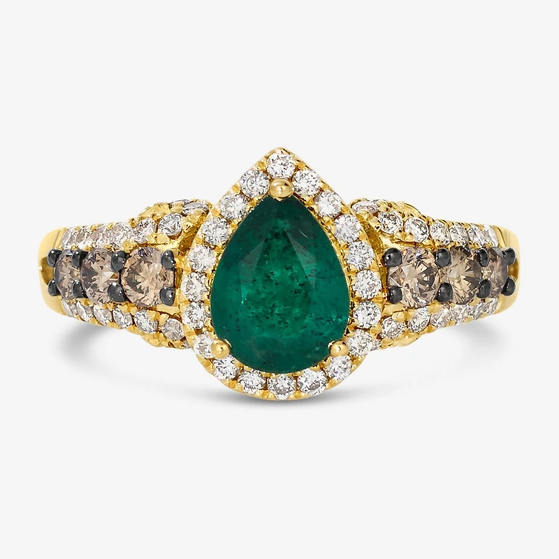 Le Vian® Grand Sample Sale™ Ring featuring 7/8 CT. Emerald 1/3 CT. Chocolate Diamonds® 3/8 CT. Nude Diamonds™ set in 14K Honey Gold™