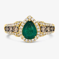 Le Vian® Grand Sample Sale™ Ring featuring 7/8 CT. Emerald 1/3 CT. Chocolate Diamonds® 3/8 CT. Nude Diamonds™ set in 14K Honey Gold™