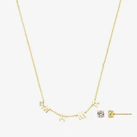 Footnotes Mama Womens Cubic Zirconia 14K Gold Over Brass 2-pc. Jewelry Set