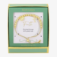 Footnotes Faith Virgin Mary Womens Cubic Zirconia 14K Gold Over Brass Cross Bolo Bracelet