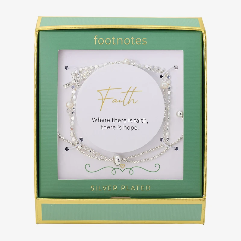 Footnotes Faith Womens Crystal Cross Bolo Bracelet